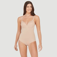 MAIDENFORM Women  s Beige Extra Firm Control All-In-One Bodysuit Shapewear Size M