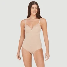 MAIDENFORM Women’s Beige Extra Firm Control All-In-One Bodysuit Shapewear Size M