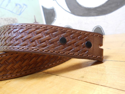 Cinturón Western de Cuero Marrón Talla 34 Hecho en Texas EE. UU. #411 - Imagen 3 de 6