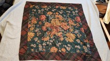 Polo Ralph Lauren Bronze Fall Floral Tartan Silk Scarf 33"x34" Japan Vintage