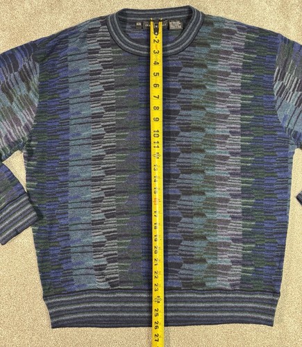 JHANE BARNES Wool Blend Lightweight Sweater-Geometric Colorful-Men’s XL-90’s - Picture 6 of 7