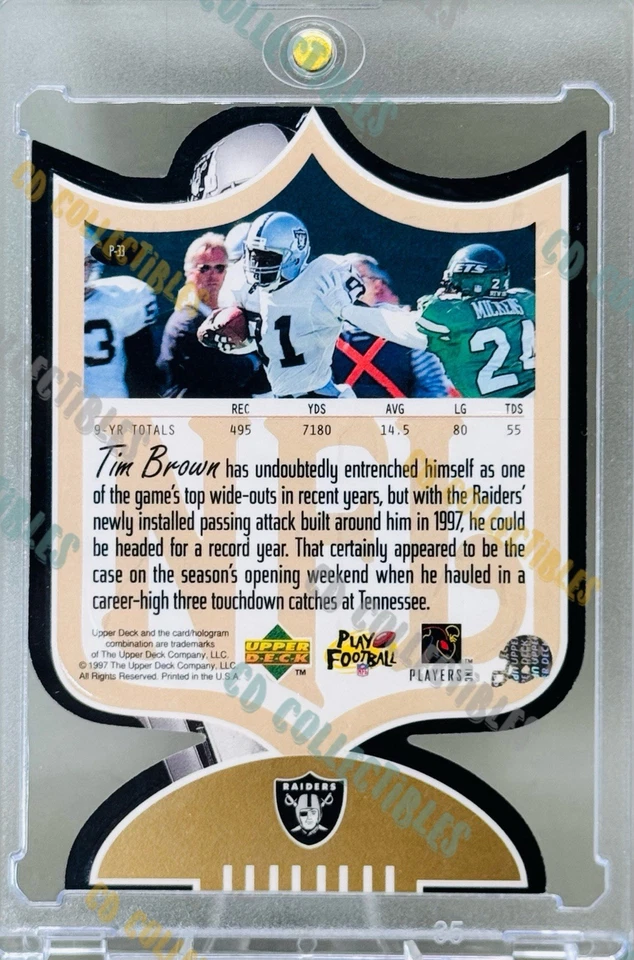 Tim Brown NFL SHIELD TROQUELADO SP REFRACTOR CUBIERTA SUPERIOR RAIDERS HOF COMO NUEVO Foto 3 de 3