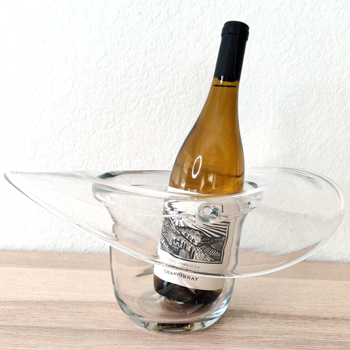 Blenko Cowboy Hat Clear Glass Ice Bucket Sculpture Vase MCM Art Hand Blown 13.5" - Picture 5 of 24