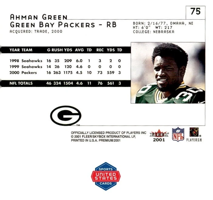 2001 Fleer Premium #75 Ahman Green - Image 2 of 2