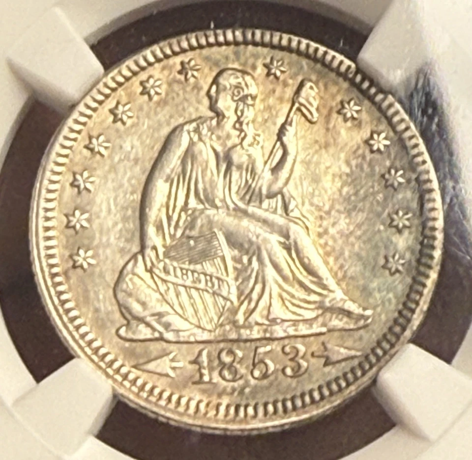 1853 Arrows & Rays Liberty Seated Quarter 25C NGC XF Details - Image 2 of 3