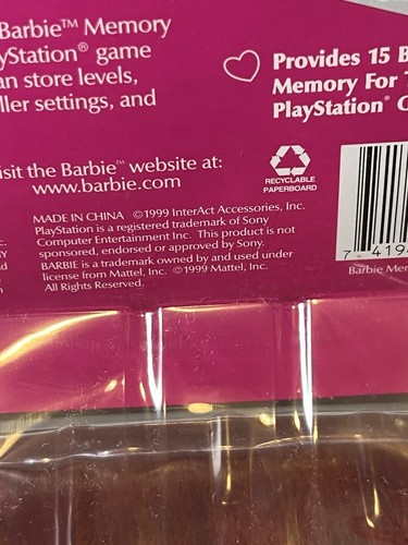 RARE! Barbie Memory Card Sony PlayStation One PS1 InterAct Brand New Sealed - Picture 4 of 6
