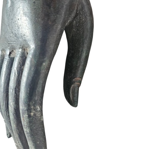 Vintage 20th Century Thai Buddha Hand Fragment Sculpture in Bronze Lotus Mudra - Picture 8 of 23