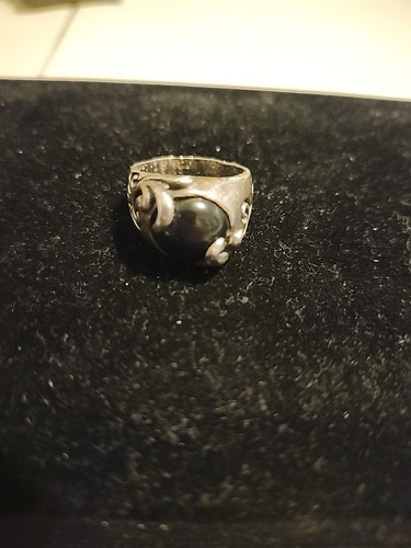 Anello vintage in argento sterling e onice misura 7 - Foto 1 di 5
