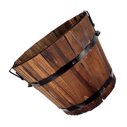Maceta de barril de madera pequeña redonda maceta de verduras maceta de madera carbonizada para jardín - Imagen 10 de 12