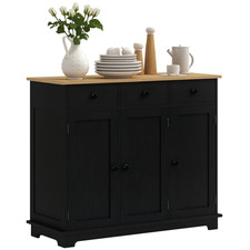 Buffet Cabinet, Coffee Bar Cabinet with 3 Drawers, Black Wood Grain Refurbished