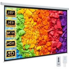 120" Projector Screen Motorized 16:9 4K HD Pull down Retractable Projection Scre
