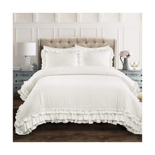 Lush Decor Ella Ruffle Lace Comforter, 3 Piece Set, Full/Queen, White - Cute ...