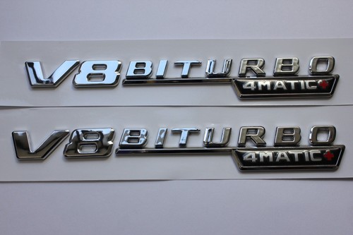 2 x V8 Biturbo 4MATIC+ Silver Badge Emblem 2100mm x 27mm with adhesive - Bild 1 von 5