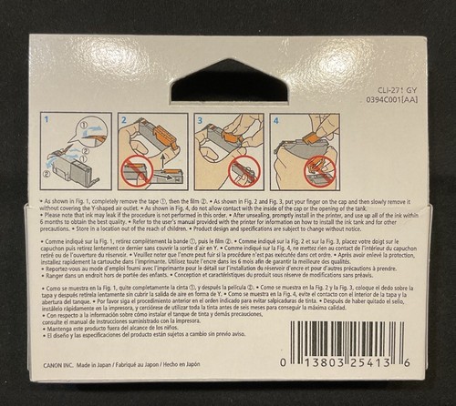 Neu Versiegelt Original Canon 271 Grau Tintenpatrone für Pixma Drucker - Bild 3 von 4
