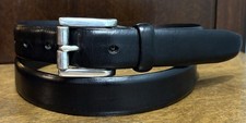 VTG Lauren Ralph Lauren Black Italian Leather Belt Sz38 1-1/8 Wide Roller Bkl VG