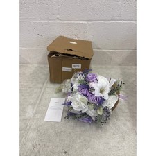 12 Inch Cascade Wedding Bouquet for Bride, Purple Lavender Bridal Bouquet