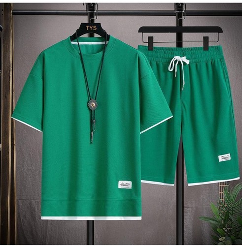 Short Sets 2 Piece Men's Outfits Summer Tracksuits Casual Shirt and Shorts Set - Picture 7 of 25