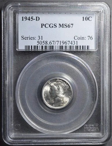 1945 D Mercury Dime PCGS MS67