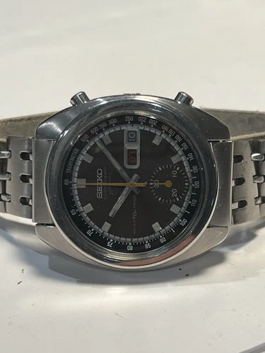New ListingSEIKO VERY RARE VINTAGE BROWN AUTO "BRUCE LEE" CHRONOGRAPH, 6139-6010, ORIG., VG