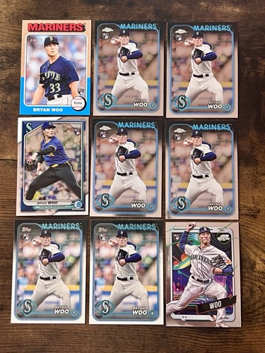 BRYAN WOO Lot of 9 RCs! Heritage, Topps Chrome, Flagship,++ MARINERS!