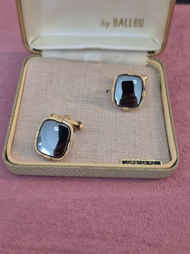 Gemelos de hematita vintage rellenos de oro Ballou - Imagen 2 de 8