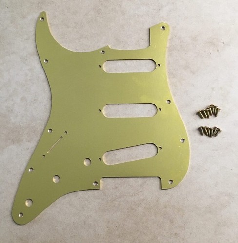 Lefty Vintage Spec Anodized Gold Guitar Stratocaster Metal Pickguard NOS Relic - Picture 3 of 4