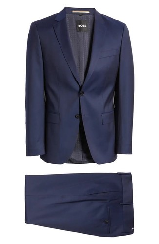HUGO BOSS enorme tuta 100% lana vergine, tinta unita blu scuro, taglia 44 R nuova con etichette - $895 - Foto 19 di 20