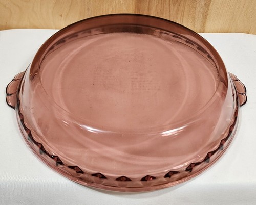 Pyrex Originals Cranberry Glass Fluted Pie Pan #229 crimped deep dish 10" flaw - Picture 4 of 11