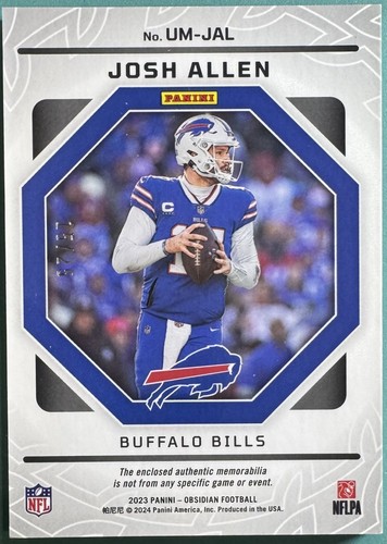 Parche irrompible Panini Obsidian Josh Allen 2023 15/25 4 colores parche facturas - Imagen 2 de 3