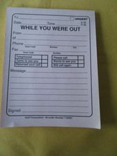 Vtg Quill Corp. Pink "While You Were Out" Message Pad 49 Sheets Secretary phone