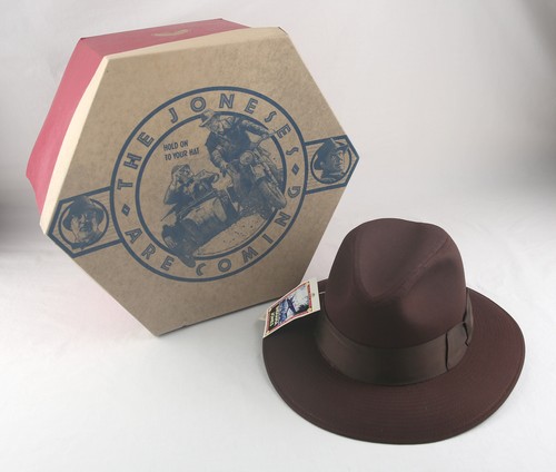 Indiana Jones and the Last Crusade 1989 promocional Stetson Fedora sin usar, en caja - Imagen 1 de 13