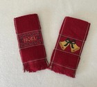 Vintage Christmas Hand Towels Embroidered Cross Stitch Noel & Bell 11 X 18