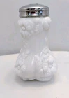 Vintage Westmoreland Single Salt Shaker White Milk Glass Pansies 4.25"