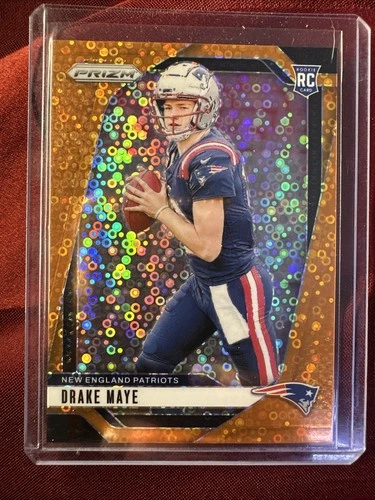 2024 Panini Prizm - Rookies Drake Maye #329 Disco Prizm (RC) Orange