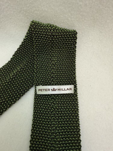 Cravatta Peter Millar verde seta italiana maglia fondo piatto 64”x2 3/8” - Foto 2 di 4