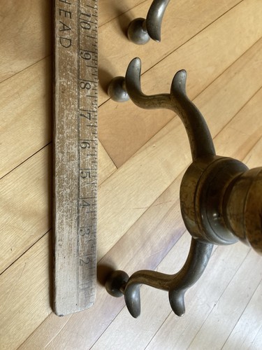 Antique 19th C 1830s Wrought Iron Brass Andiron Early American Fireplace Tool - Picture 7 of 9