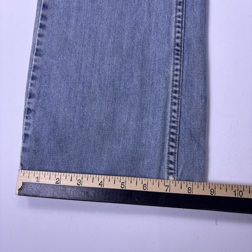 Pantalones de mezclilla occidentales Levi’s 527 para hombre 33x32 azul claro ajustados corte bota manchado trillado - Imagen 3 de 24