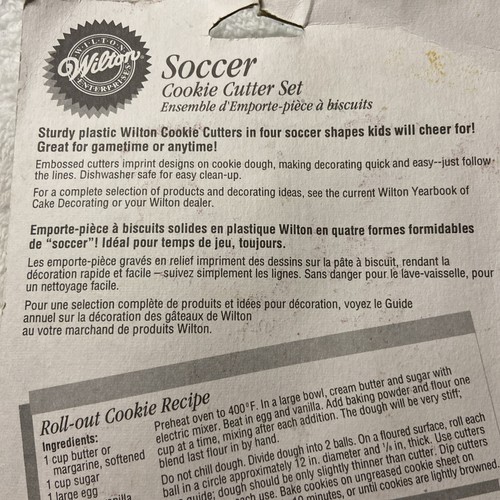 Wilton Soccer Cookie Cutter Set Sealed NIP NOS 1996 Vintage Sports Goal Ball - Picture 7 of 11