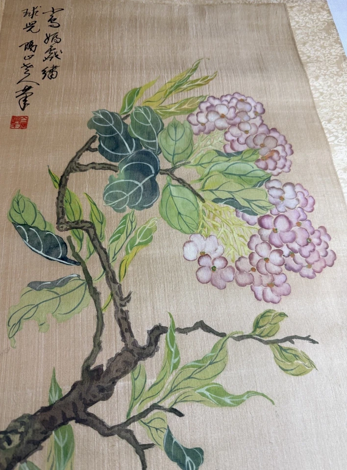 Antigua seda china pintada a mano  Foto 4 de 4