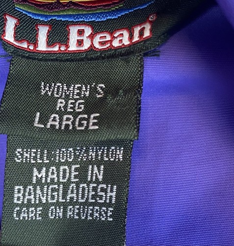 LL Bean Womens Thinsulate 1/4 Zip Pockets Hooded Jacket Sz L Blue Purple - Picture 5 of 11