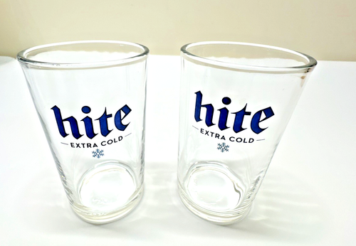 Raro Juego de 2 Vasos Lager Surcoreanos "Hite Extra Gold" Barra Vidrio Coleccionable - Imagen 9 de 12