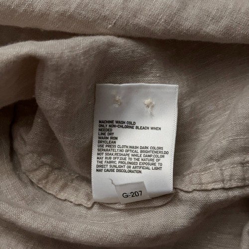 Uniqlo Shirt Mens Size L Long Sleeve 100% Premium Linen Pocket Beige - Picture 6 of 6