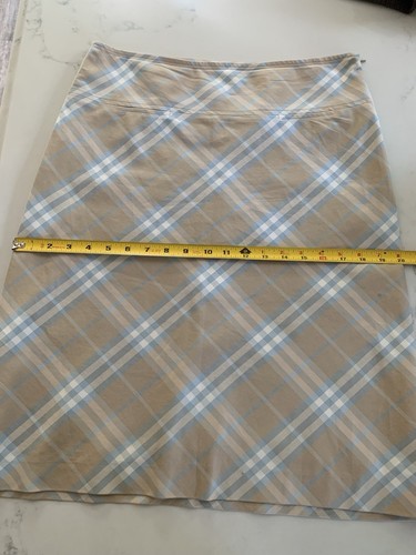 Vintage Burberry London Nova Check Plaid Lined Skirt Size 4 Blue and Beige - Picture 9 of 10