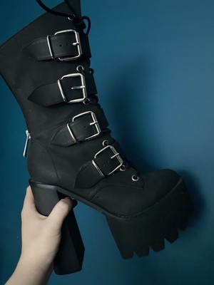 Killstar Nu Goth Shoes KILLSTAR -Dita Platform Boots Chunky Heel