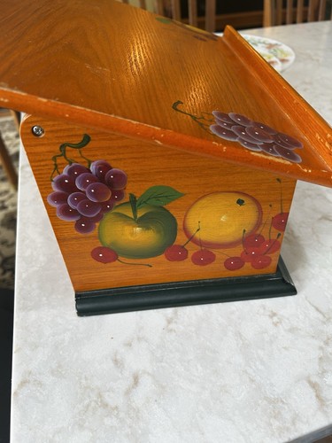 Vintage Rezeptbox aus Holz 8 Abschnitte Maßlisten bemalt Obstdeko - Bild 14 von 20