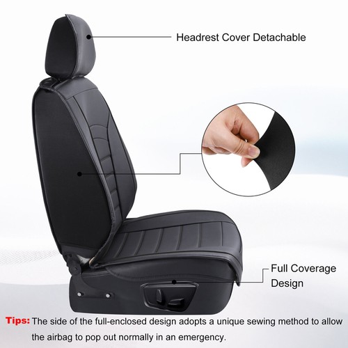 2x Black Front Seat Full Cover Cushion Fit For Chevy Silverado GMC Sierra WD - Imagen 3 de 6