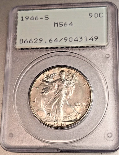 1946 S WALKING LIBERTY Half Dollar PCGS MS64 OLD GREEN HOLDER OGH Blast White!!!