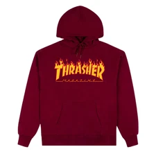 Thrasher Magazine Flame Logo Pull Over Hooded Sweatshirt Hoodie Maroon