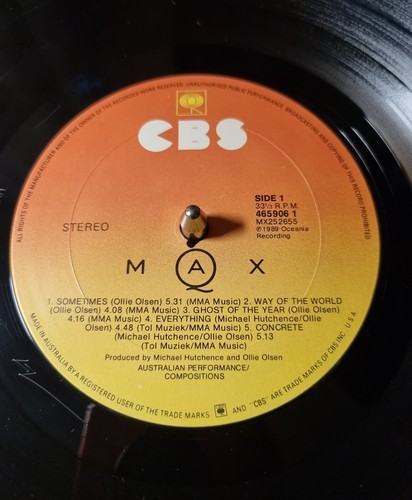 MAX Q Vinyl LP Australian 1989 1st press Michael Hutchence with insert -lyrics - Picture 3 of 9