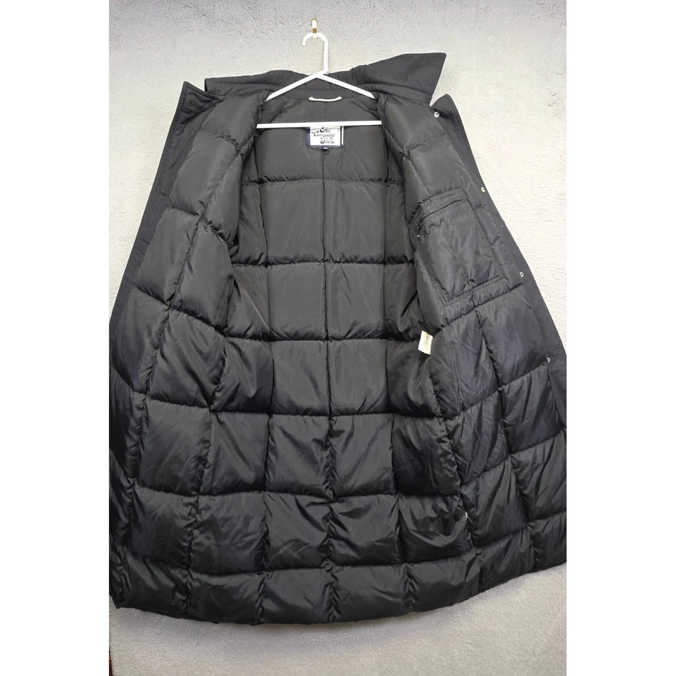 Vintage The Company Store Trench Coat Women M Black Puffer Down Insulate Utility - Image 2 of 4